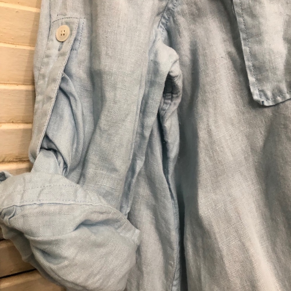 ⚡️5/$15⚡️Talbots | Lt. Blue Linen Blouse - Picture 6 of 8